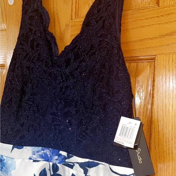Women’s Formal Dress Plus Size 14W 16W City Studios A-Line Blue Glitter-Lace